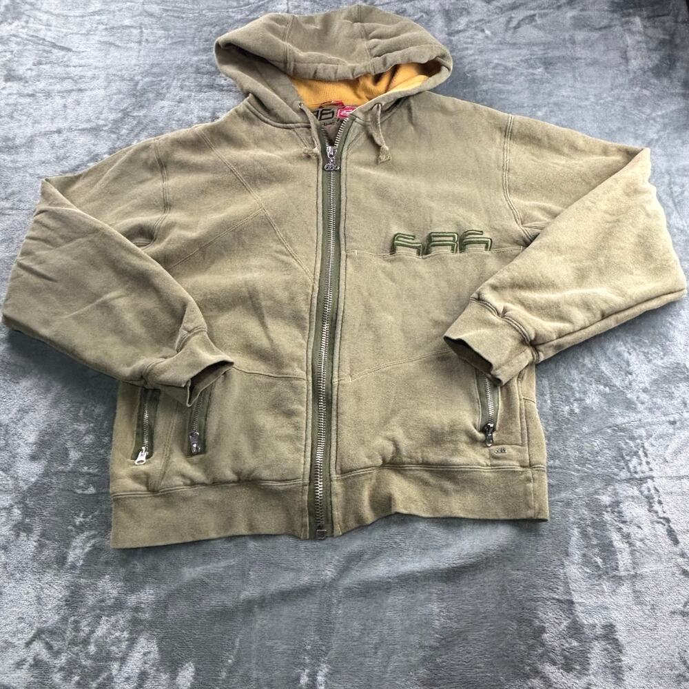 VTG 686 Hoodie Men’s L Y2K Logo Snowboard Ski Zip Pockets Gorpcore Olive Green - Picture 8 of 13
